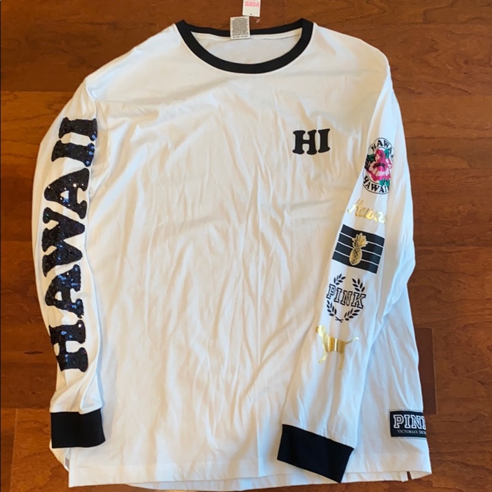 NWT PINK Hawaii Long Sleeve tee with sequence